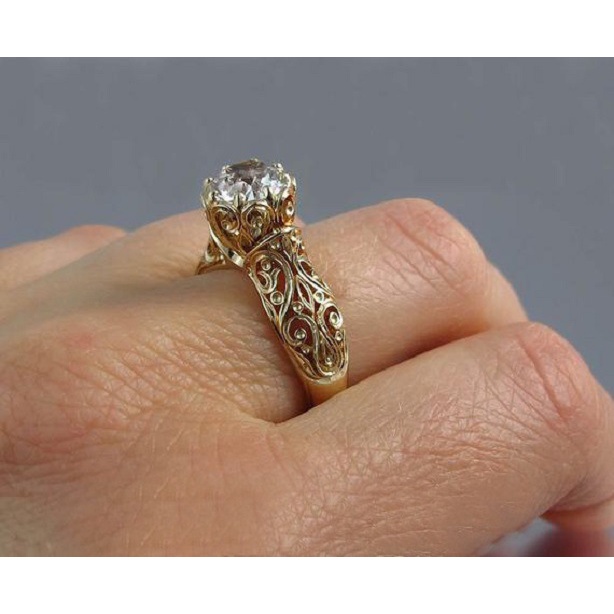 Goldkingdom Aksesoris Perhiasan Fashion Ready Stock Cincin Hias Bunga Eropa Dan Amerika Berlapis Emas Asli Kadar 375 18k Cincin Pesta Pernikahan Untuk Wanita