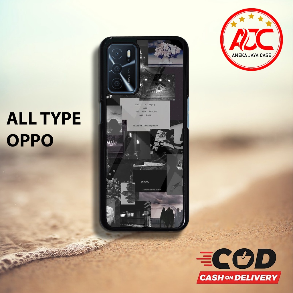 CUSTOM Case GLOSSY ALL TYPE OPPO A16 BLACK AESTHETIC