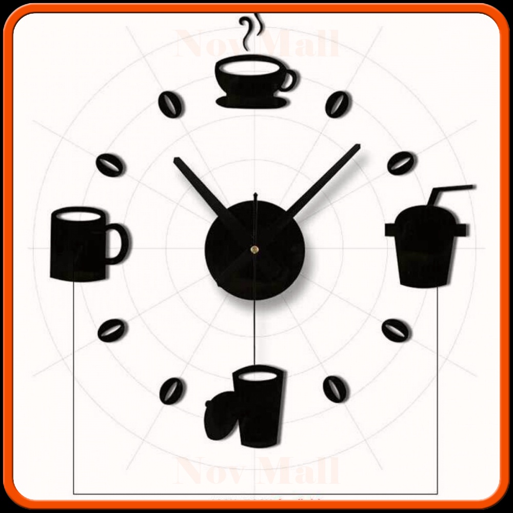 Jam Dinding DIY Giant Wall Clock Model Kopi Cafe -JD681