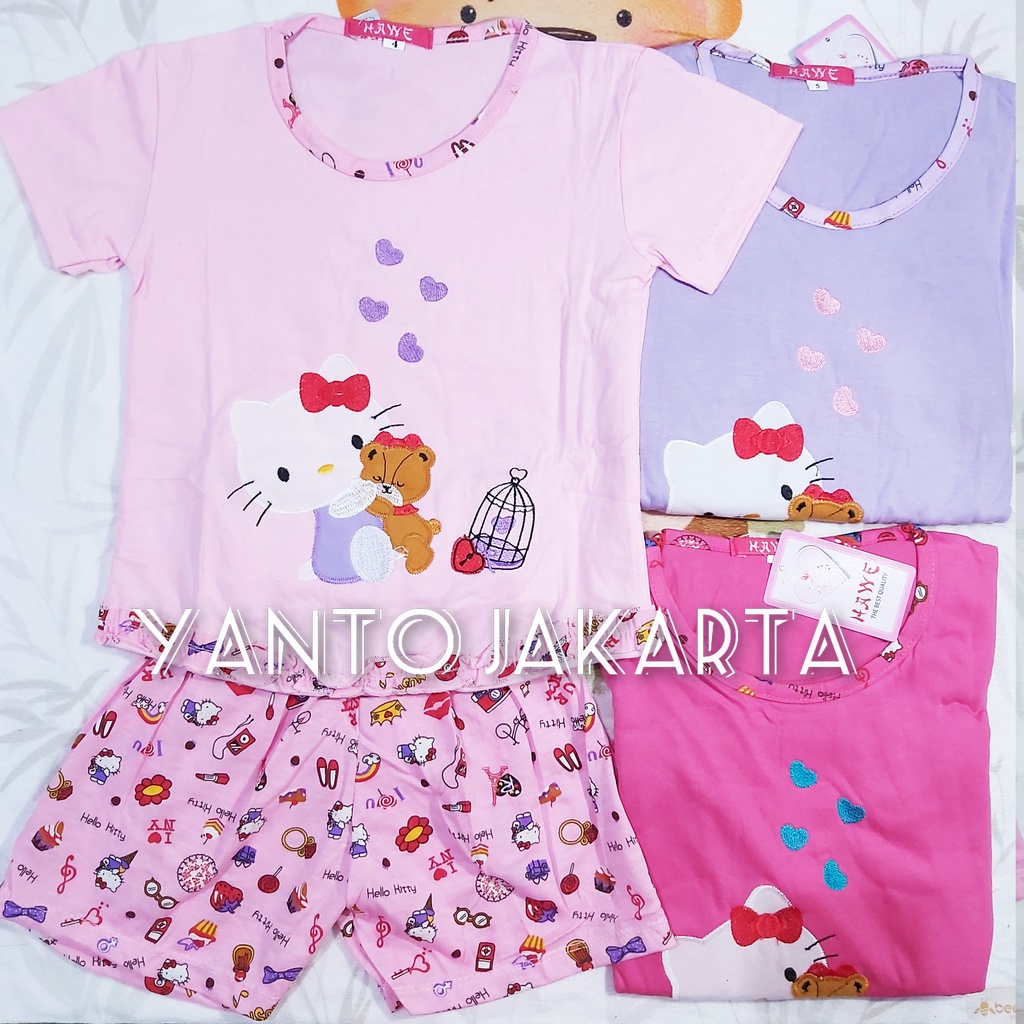 SETELAN ANAK PEREMPUAN KARAKTER HELLO KITTY LOVE 1-5 TAHUN