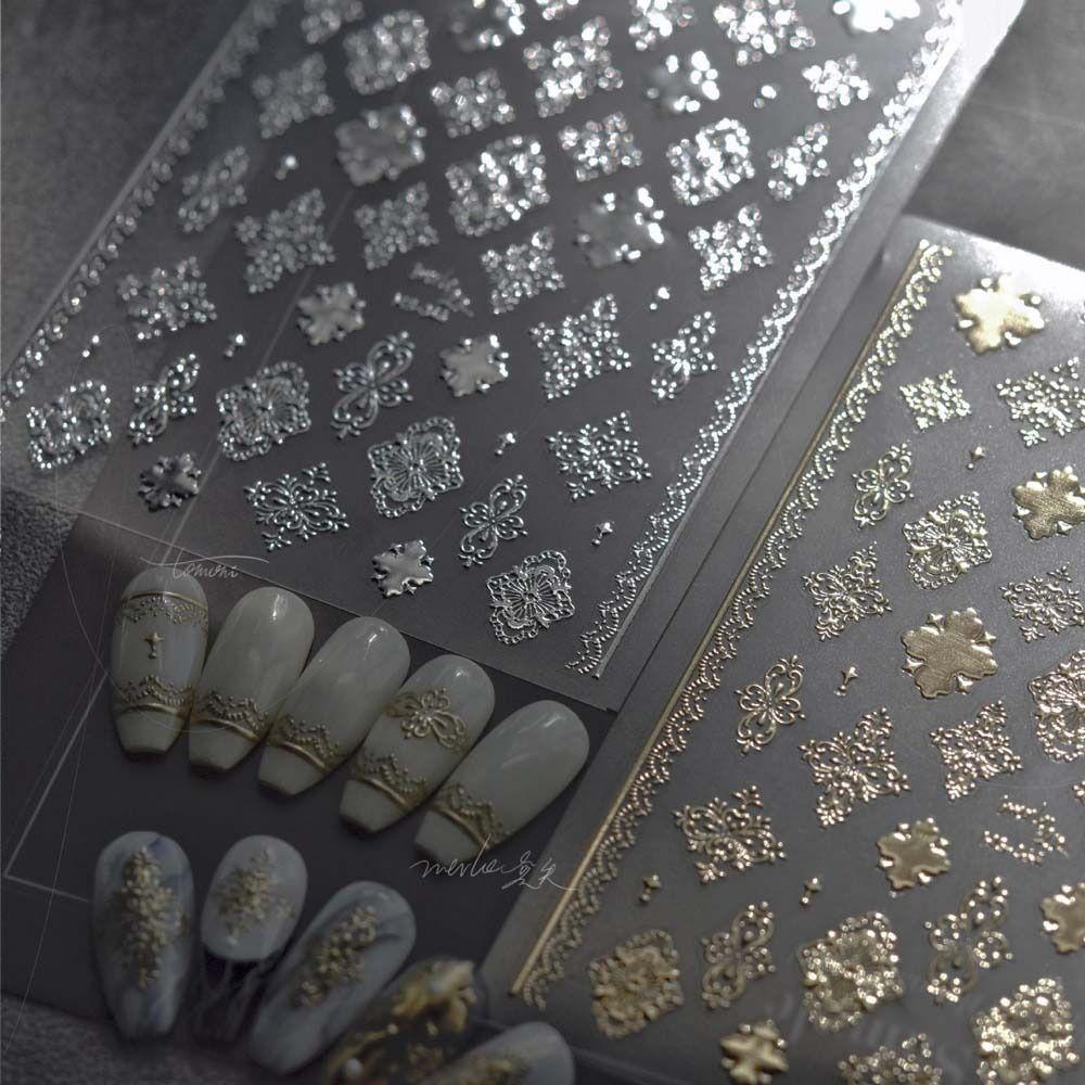 Mxbeauty Stiker Kuku Bohemia Fashion Emas Perak Bulan Bronzing Dekorasi Kuku Bohemia