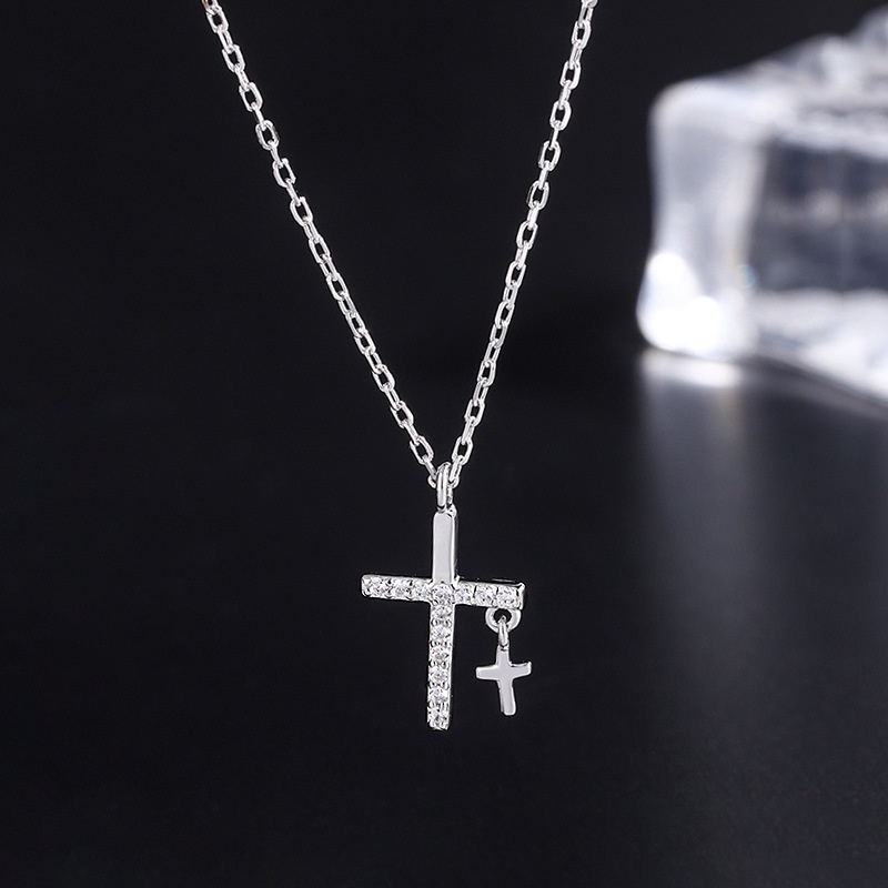 Fashion Gold Chain Cross Necklace Korean Zircon Silver Pendant Y2K Jewelry Accessories