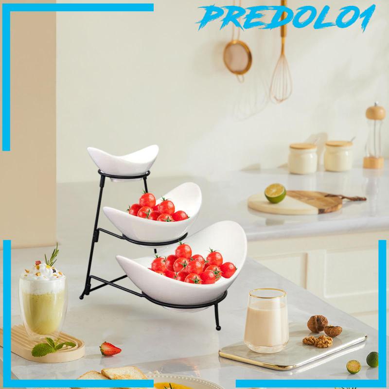 [Predolo1] Mangkok Saji 3tingkat Set Metal Stand Untuk Dessert Snack Pesta Serving Stand