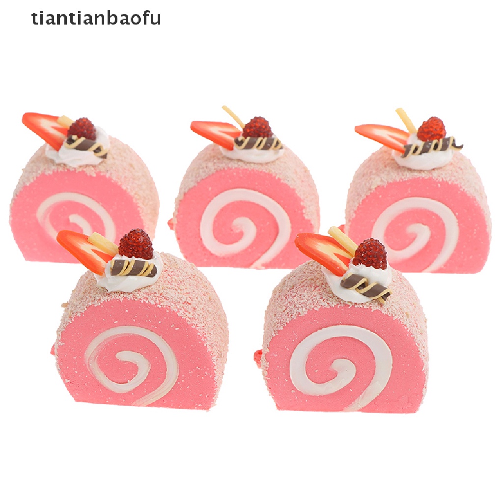 [tiantianbaofu] Krim Simulasi Swiss Roll Buah Buatan Kue Manusia Hidup Palsu Miniatur Butik Makanan