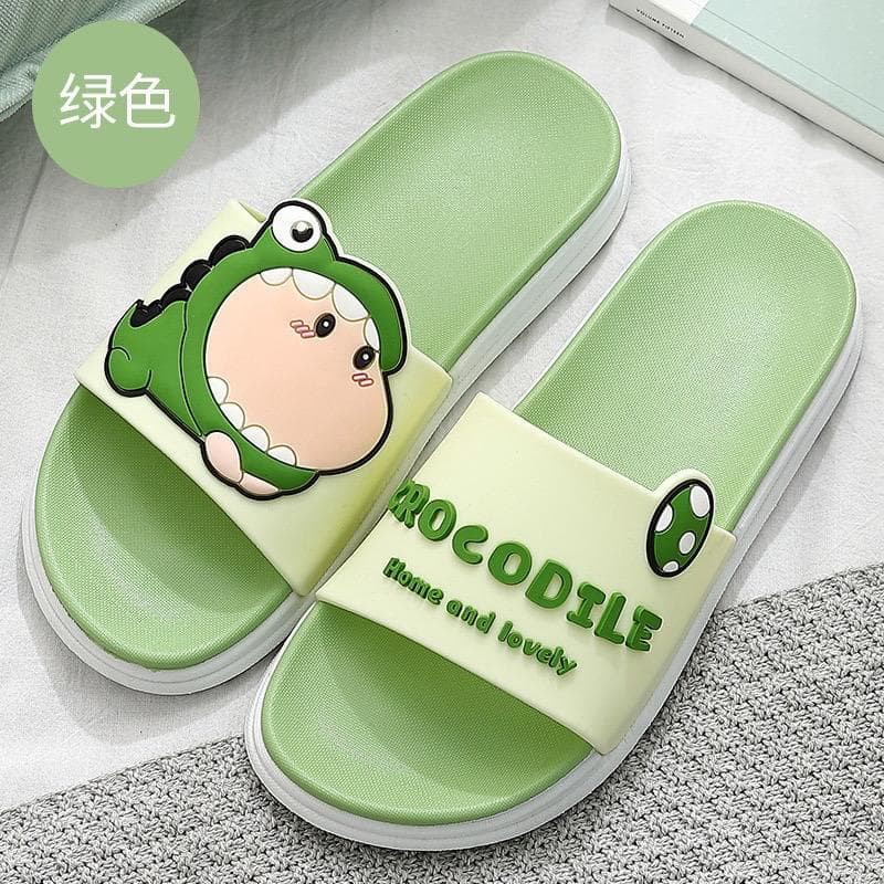 Sandal Slop Wanita Karet Croco Motif Lucu Import Selop Crocodile Empuk Polos FSH158