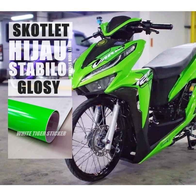 SKOTLET STIKER MOTOR HIJAU STABILO GLOSY MENGKILAP SKOTLET STABILO SCOTLITE STABILO STIKER STABILO W