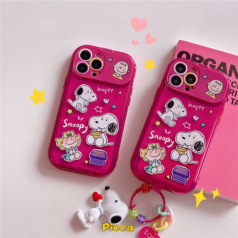 IPHONE Casing Kompatibel Untuk Iphone11 14 13 12 Pro MAX XR 8 7 14 Plus X XS MAX SE 2020 Kartun Snoopy Kreatif Flip Make Up Cermin Shockproof Lembut TPU Phone Back Cover Case