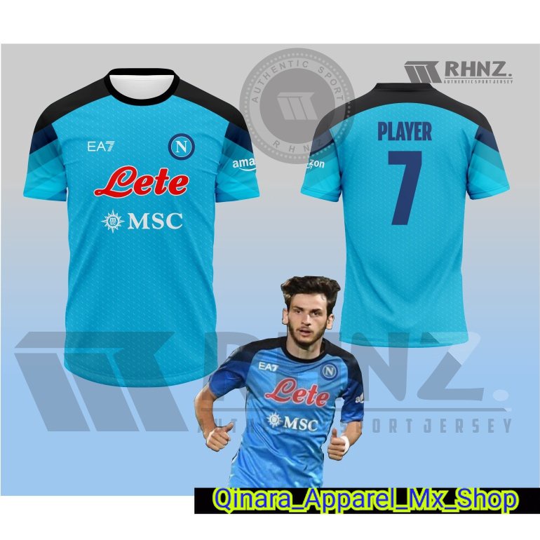 JERSEY PRINTING NAPOLI CUSTOM/JERSEY LIGA ITALI TERBARU/KAOS SEPAK BOLA NAPOLI/ATASAN JERSEY NAPOLI/