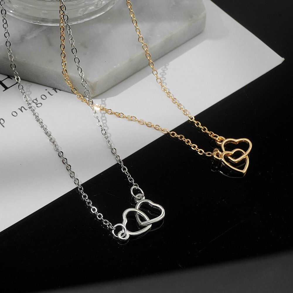 Buckle Heart Necklace Simple Hollow Pendant Gold Silver Chain Choker for Women Jewelry Accessories