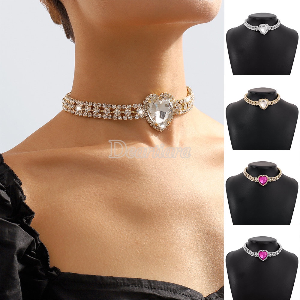 Baroque Cahaya Mewah Cakar Rantai Full Berlian Elegan Sedotan Romantis Manis Cinta Makan Sedotan Choker