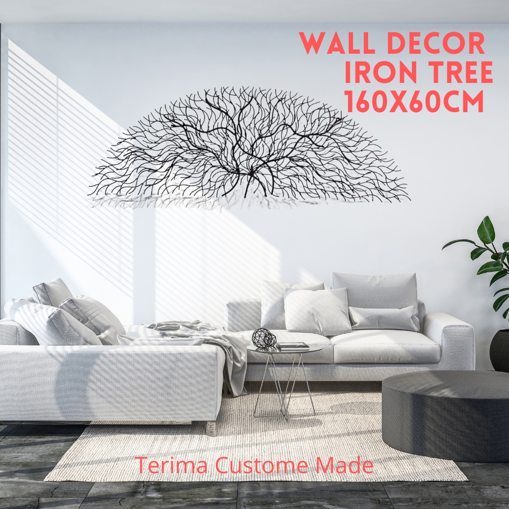 Dekorasi dinding minimalis Hiasan Dinding Pohon Besi Metal 160cm