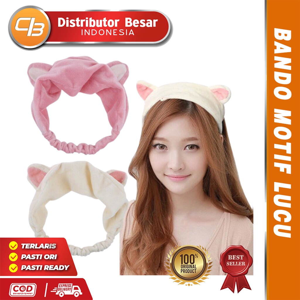 [ DBI ] Bandana Bando Motif Kuping Warna Pink - Hairband Korea Lucu Kucing Bando Headband Rambut Fashion