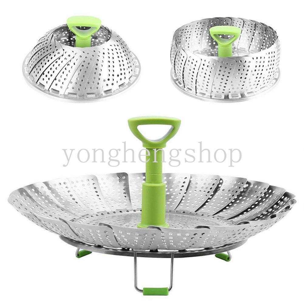 Kreatif Stainless Steel Steamer Lotus Berbentuk Teleskopik Steamer Pangsit Mengukus Rak Tray Sayur Buah Keranjang Dapur Peralatan Masak Multifungsi