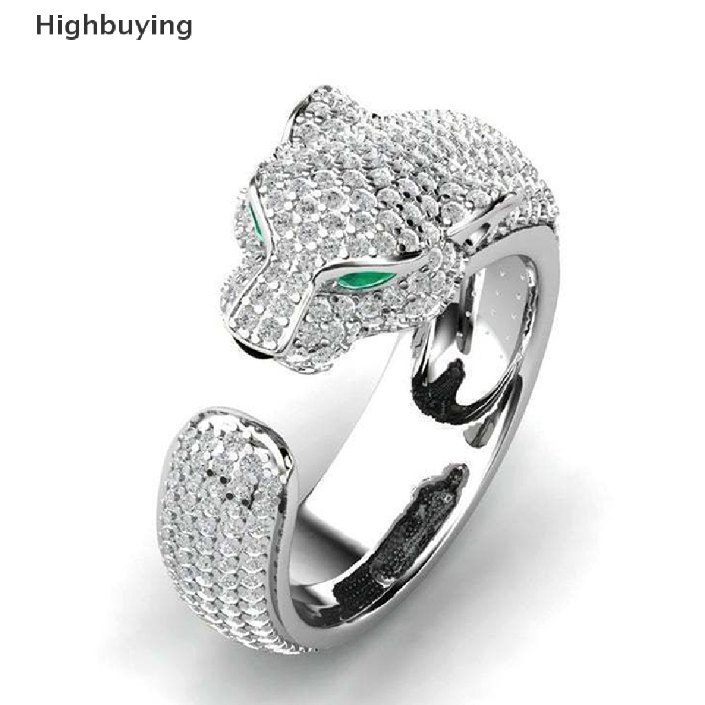 Hbid Fashion Penuh Kristal Bertatahkan Leopard Cincin Pembukaan Unisex Cincin Pesta Perhiasan Hadiah Glory