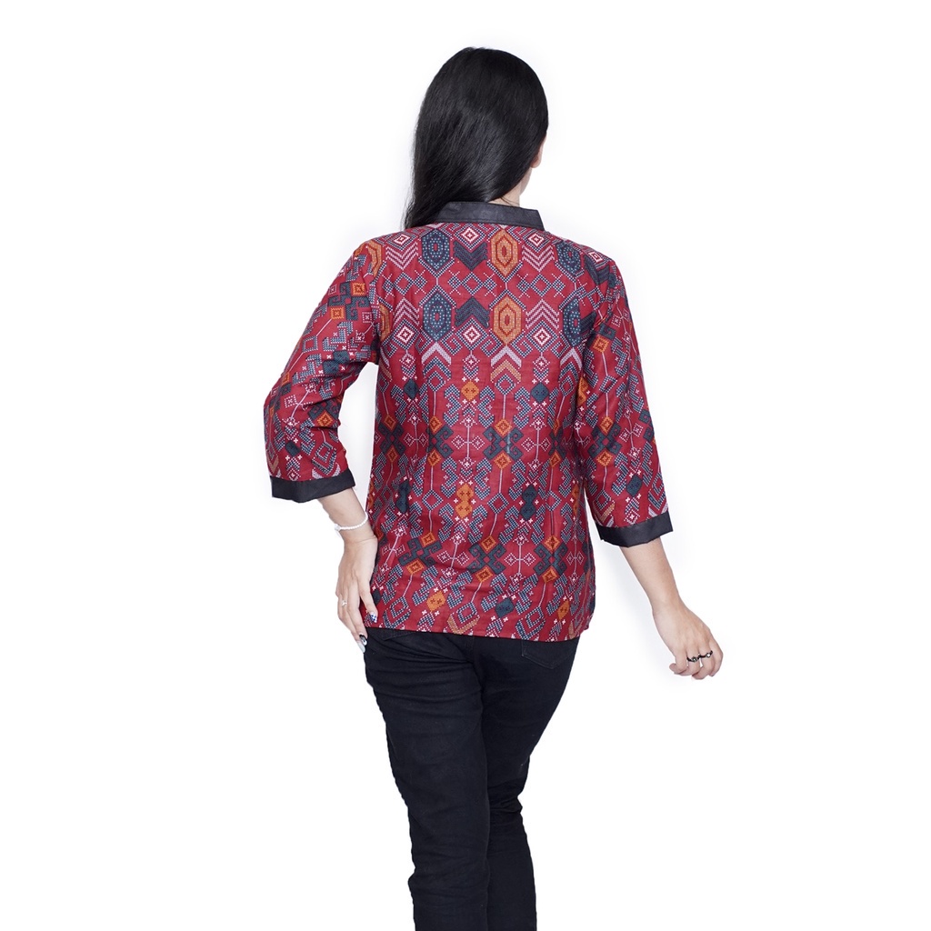 Batik Wanita Pria Couple Seragam Motif elegant Modern Batik Dua Putri - Datok Merah