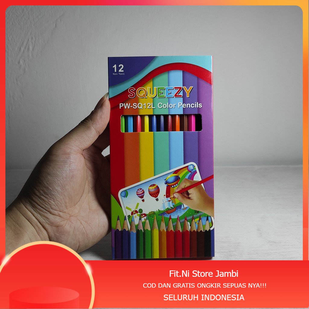 

Pensil Kelir Kayu Warna Panjang Murah Squeezy 12 pcs