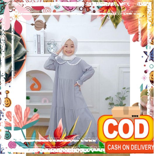 gamis anak rayon crinkle 2-10 tahun/muslim anak perempuan / Ramadhan sale