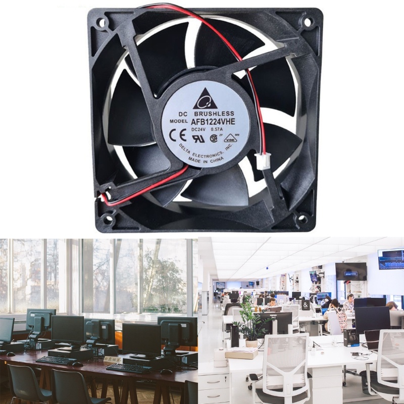 Bt 12x12CM Cooling Fan AFB1224VHE DC24V 4000RPM PC Cooler Radiator 12038kipas Angin 2kabel