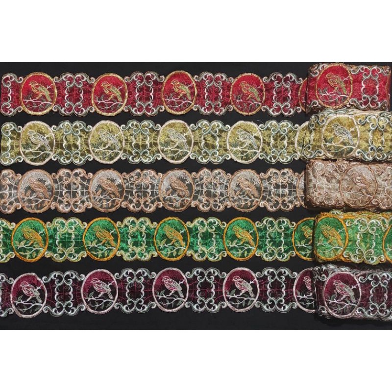 renda bordir roll burung perkutut gaun gamis kebaya