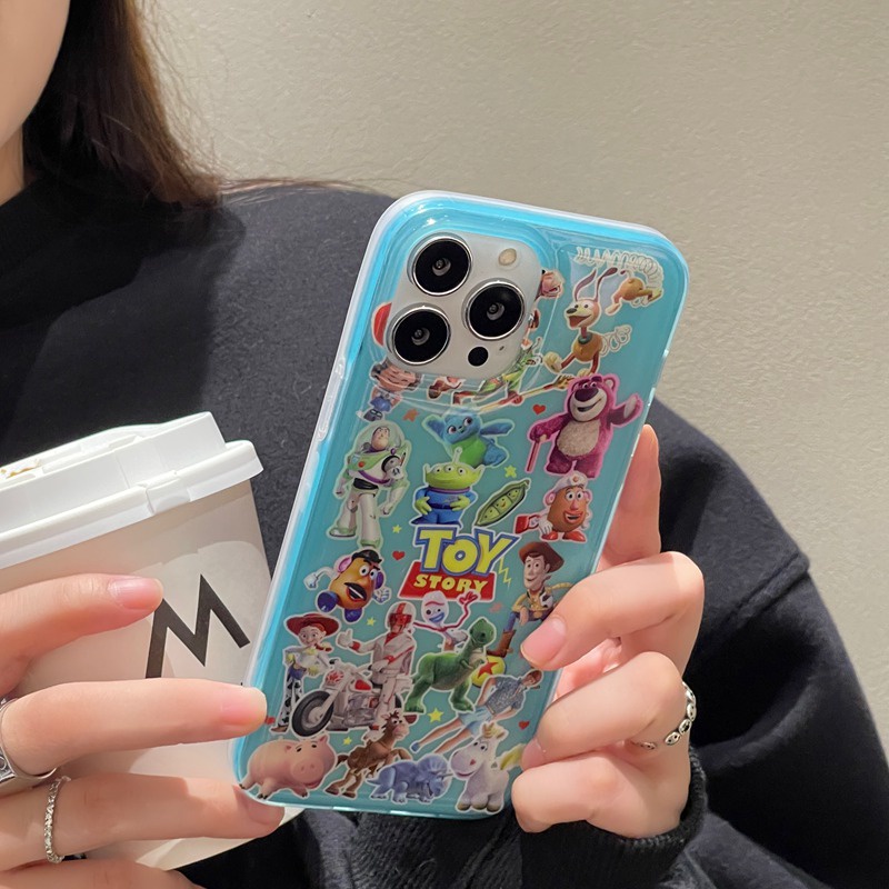 Fashion！Blue Purple Toy Story Soft Casing TPU Case iP iPhone 11 12 13 14 Pro Max + Plus High Quality FTD Cover