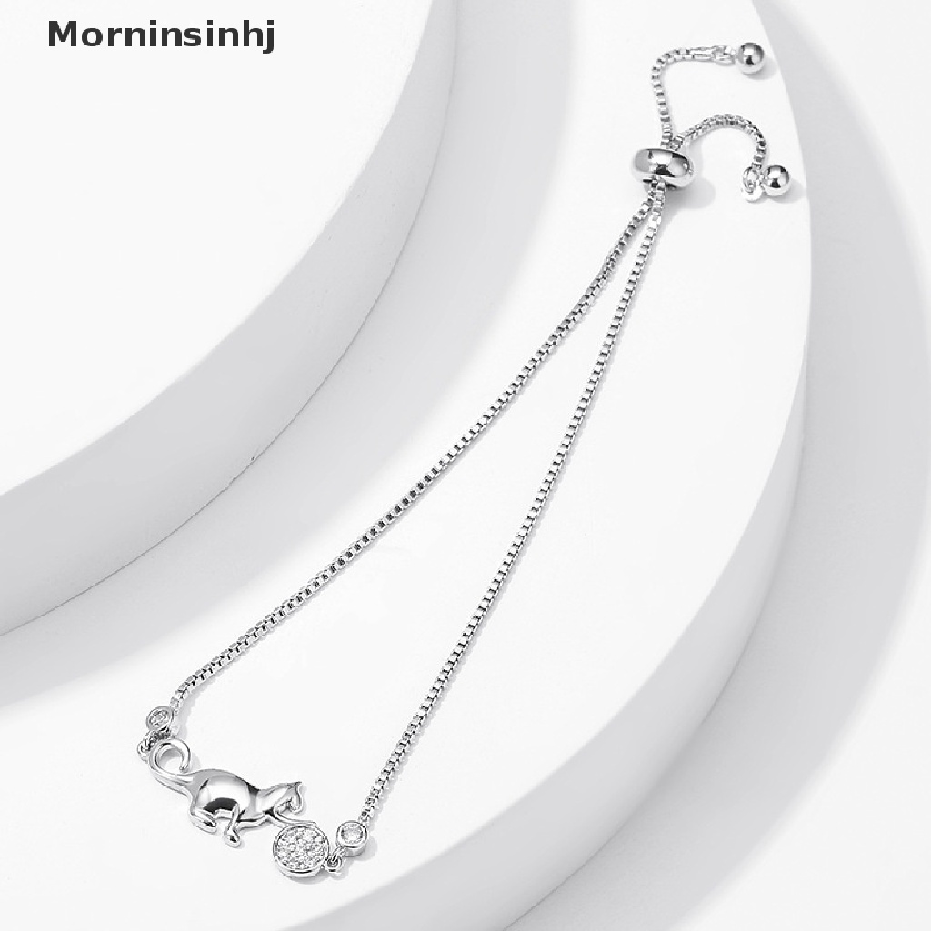 Mornin Gelang Charm Bola Kucing Kristal Cubic Zirconia Trendy Untuk Wanita Perhiasan Simple id