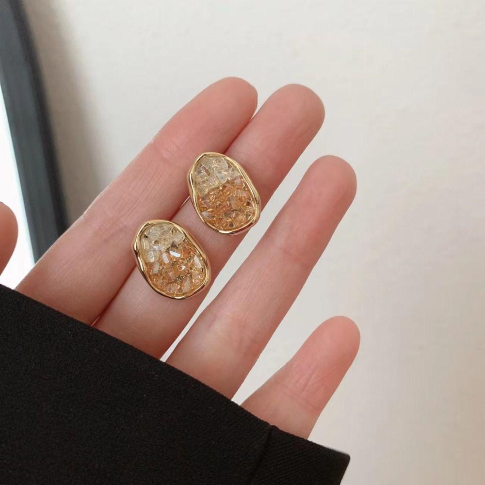 Mxbeauty Wanita Gradien Anting Indah Halus Trendi Fashion Perhiasan Gadis Hadiah Logam Berlian Imitasi Gaya Korea Earrings