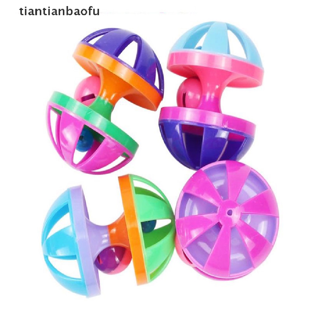 [tiantianbaofu] 1pcs Plastik Rolling Cat Interaktif Bell Ball Teaser Mencicit Pet Mengunyah Mainan Butik