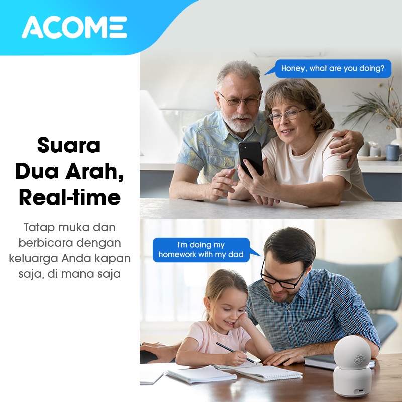 ACOME APC01 Indoor Smart Camera CCTV WiFi Camera Audio FULL HD 1296P 3MP Kamera CCTV No Blind Spot Garansi Resmi