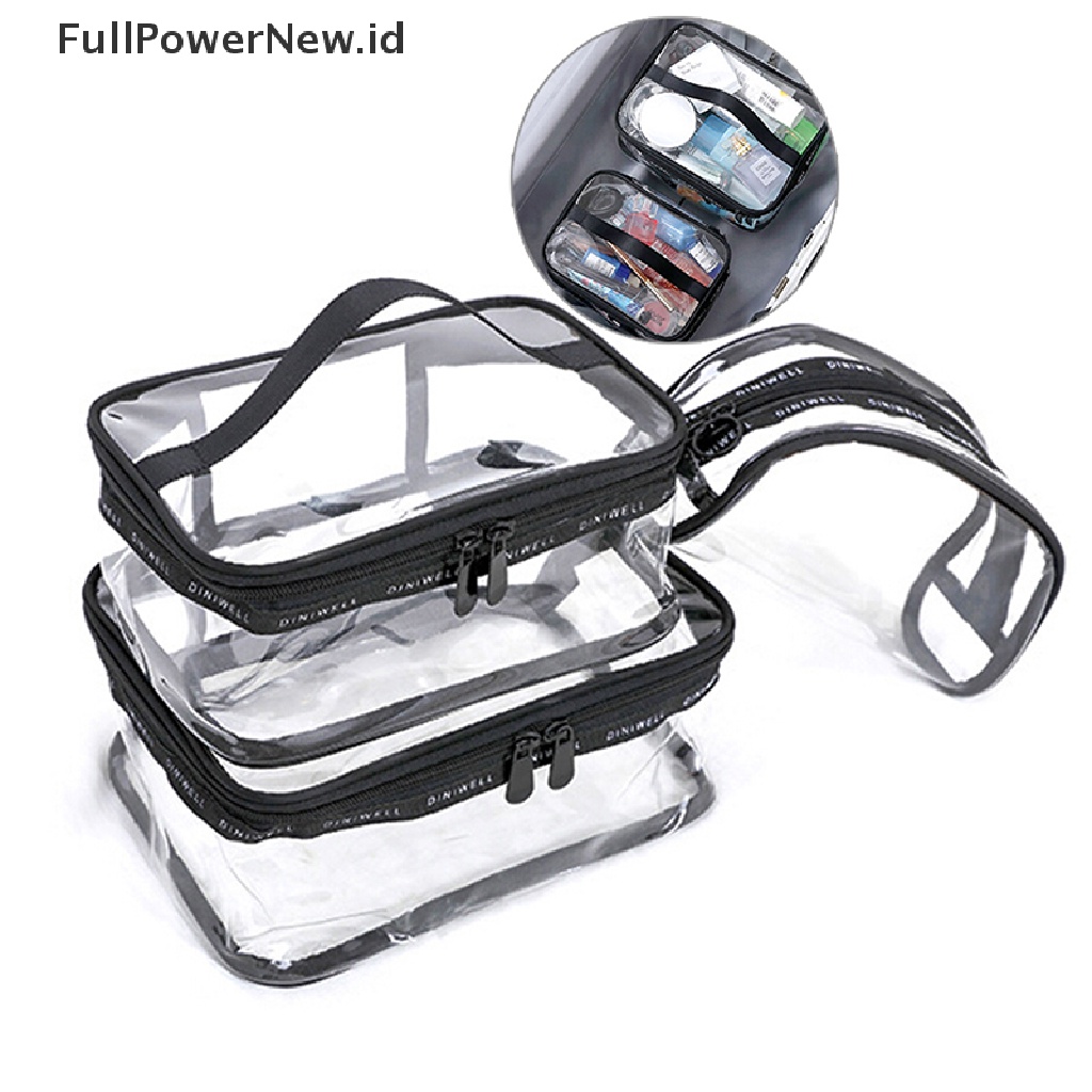 Power Bening Transparan PVC Travel Kosmetik Makeup Alat Mandi Wash Bag Pouch Zipper Bag ID
