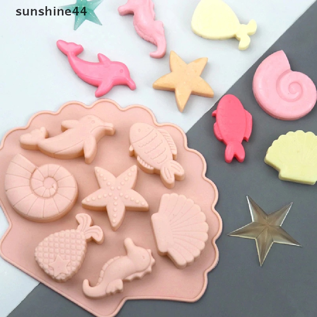 Sunshine Sea Creatures Silicone Molder Fondant Baking Cake Chocolate Resin DIY Fish Mould ID