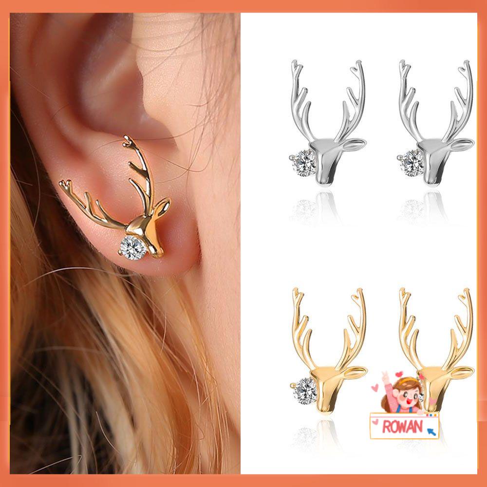 R-bunga Anting Natal Lucu Berlian Baru Fashion Zirkon