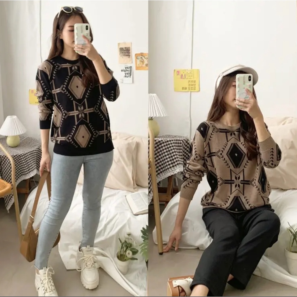 ZAHRA - Atasan Sweater Rajut Premium Wanita VINNY Blouse Knit Halus &amp; Lembut