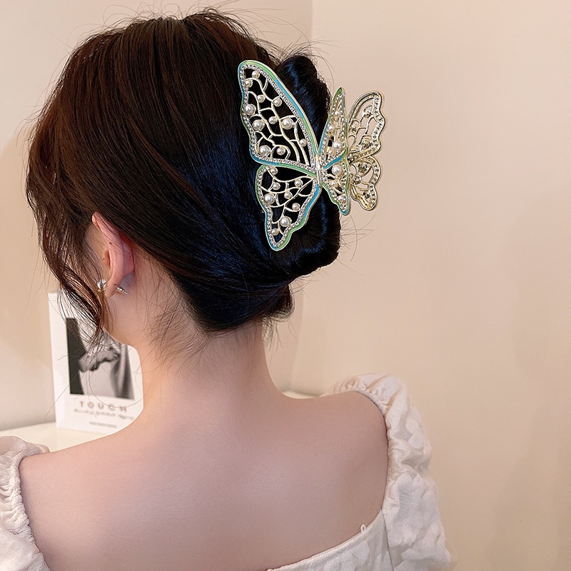Korea Gradual Berlian Mutiara Jepit Rambut Kupu-Kupu Klip Rambut Mode Logam Hair Claw Aksesoris Rambut Wanita
