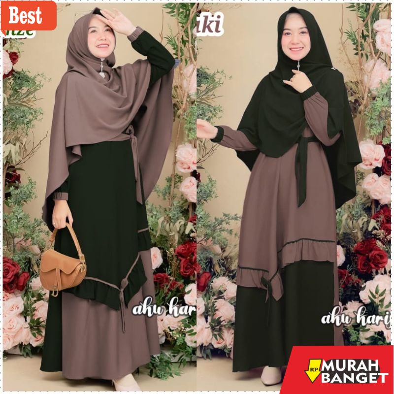 Tren baju lebaran wanita 2023- YUNISA SET SYAR'I AKU KARISSA ORI//GAMIS BEST SELLER WARNA BARU