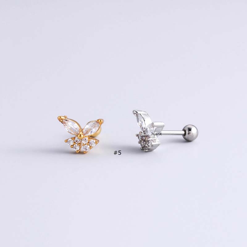 1biji2023baru Anting Tulang Rawan Stainless Steel Barbel Sekrup 20Gauge Helix Lobe Piercing Stud