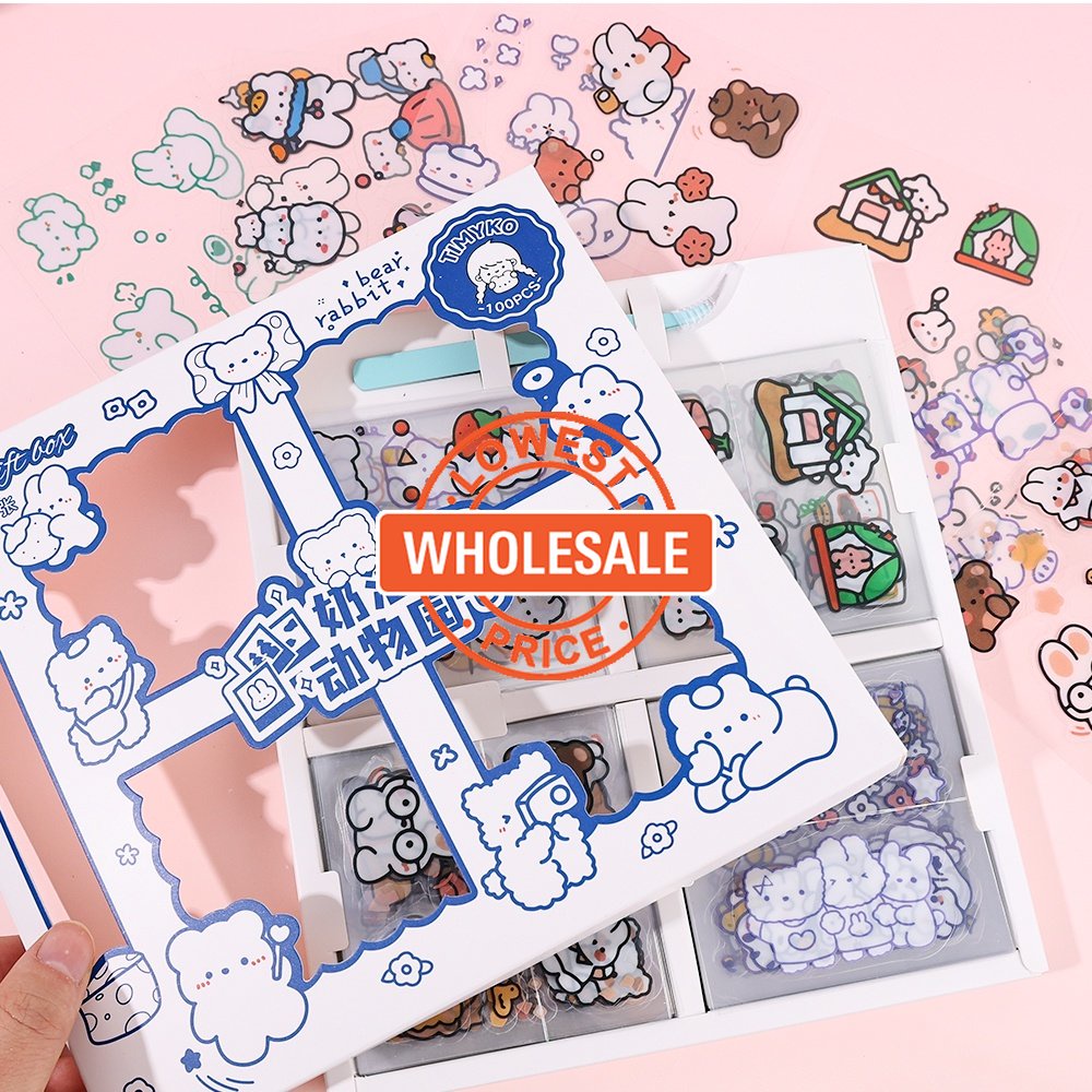 [Harga Grosir] 1lembar Stiker Cream Zoo Goo Card/Tempelan Dekorasi Akun Tangan Lucu/Untuk Notebook &amp; Cup &amp; Box/Alat Tulis Siswa