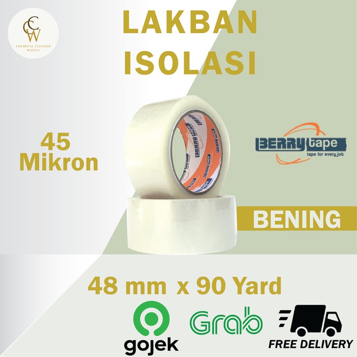

Lakban Isolasi BERRY TAPE Bening-Coklat 48mm / 2 Inch x 90 Yard - Bening