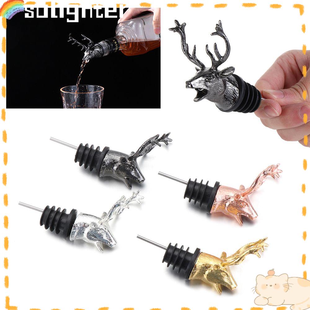 Solighter Wine Pourer Zinc Alloy Kepala Rusa Aksesoris Dapur Ornamen Natal Aerator Anggur