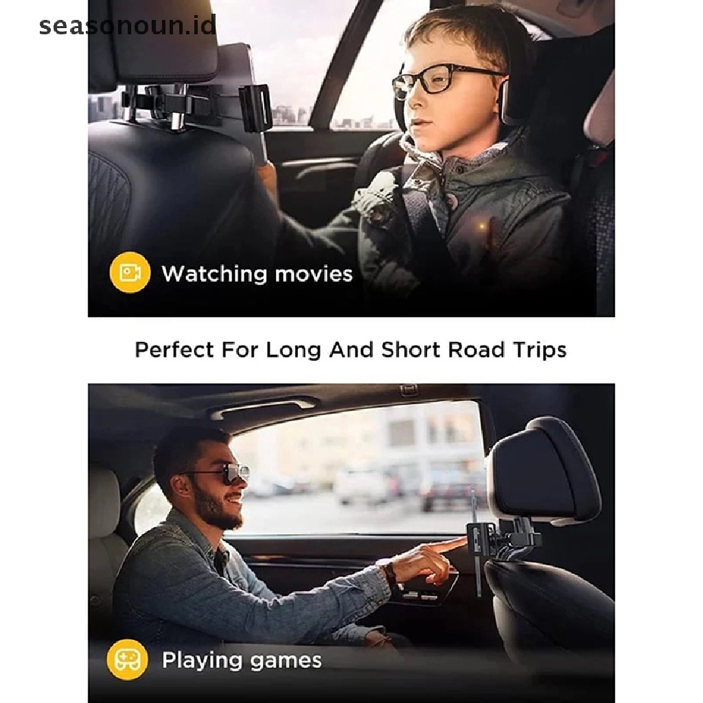 Seasonoun Car Headrest Tablet Mount Holder Stand Sandaran Kepala Jok Mobil New.