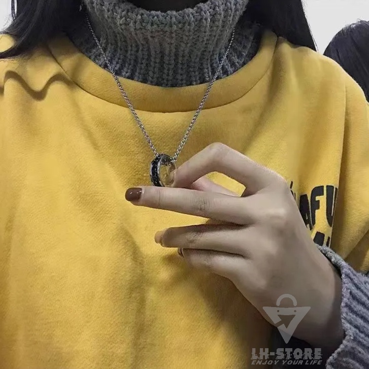 Kalung Titanium Liontin Cincin Pria Wanita Anti Karat Silver Gold Black