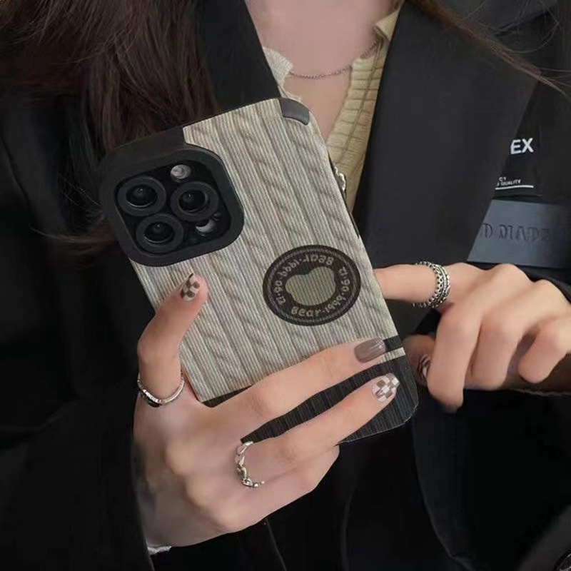 Fashion！Sweater Bear Soft Case HP VIVO V9 Y11 Y12i Y12 Y15 Y17 Y12S Y20 Y20i Y20S Y19 Y93 Y91C S1 V15 Pro Y50 Y30 Y30i V20 Z1 Pro Y52S Y31S V5 V5S V21 V23 5G Y83 FTD Stripe Casing