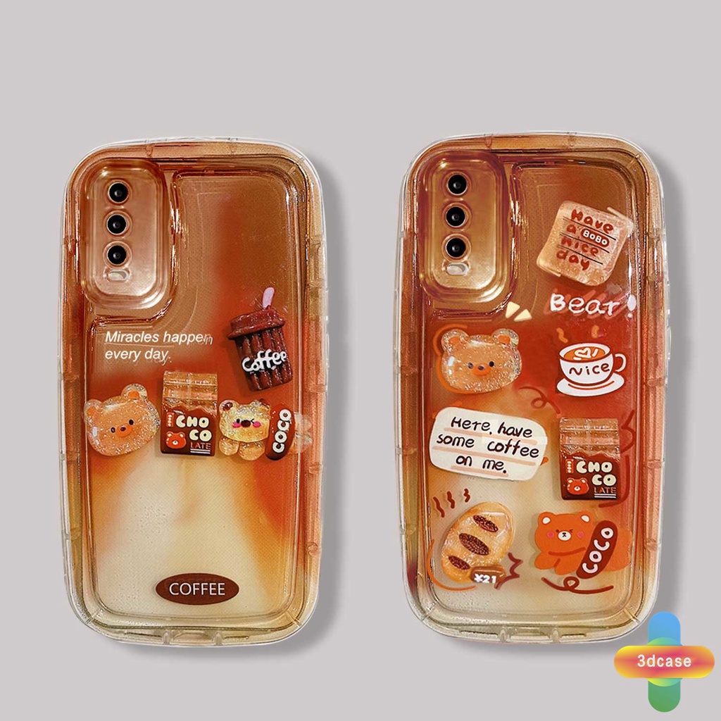 Casing VIVO Y22 Y22S Y35 Y21 2021 Y12S Y12 Y20 Y15S Y15C Y91C Y16 Y21A Y21E Y21G Y21T Y30 Y21S Y20S Y12i Y33T Y15A Y02 Y01 Y01A Y91 Y30i Y93 Y95 Y15 Y17 Y50 Y53S Y51 2020 Y51A Y10 Y33S Y1S Y11 Y31 Y20i Y91i Gradual Cartoon Coffee Bear Soft Airbag Cover