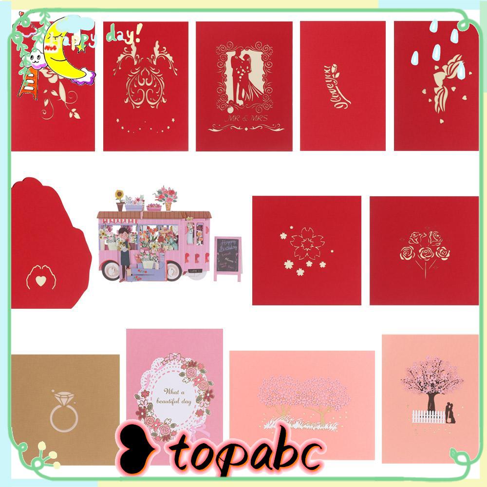 Top 1Pcs Kartu Ucapan Hadiah Ulang Tahun Natal Pop Up Perlengkapan Pesta Dengan Amplop Undangan Pernikahan