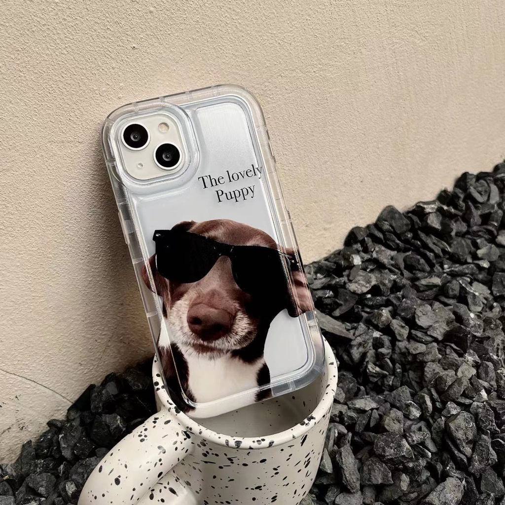 IPHONE Casing Ponsel Anjing Keren Kompatibel Untuk Iphone14 13 11 12 Pro XS Max X XR 7 8 Plus Casing Transparan TPU Pasangan Silikon Shockproof Cover