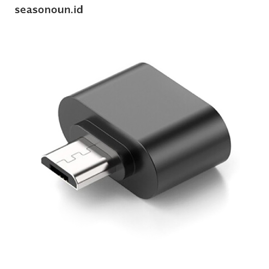Seasonoun Male Micro USB B OTG to Female USB Tipe A Adapter On The Go Black Untuk Smartphone Tablet Android Samsung Xiaomi.