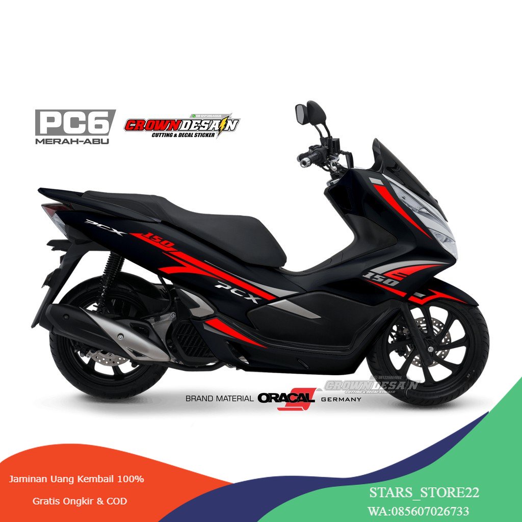 STRIPING CUTTING STIKER HONDA PCX 160 PCX 150 DESAIN 2023 SPORTY Merah Abu PC6 B3
