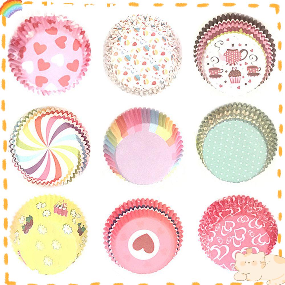 Solighter 100 Pcs Pembungkus Cupcake Bakeware Nampan Perlengkapan Pesta Liner Muffin Cases