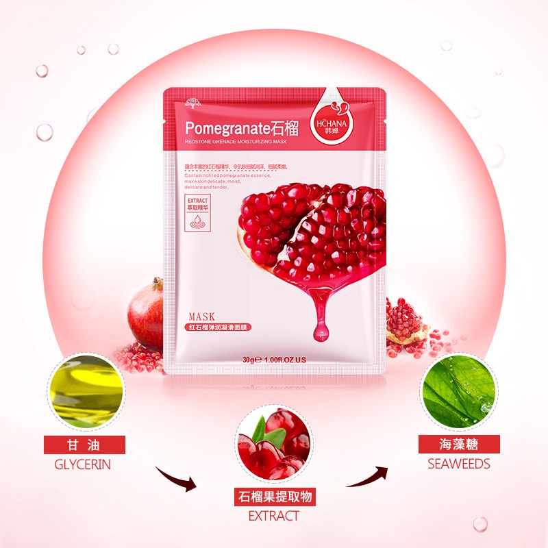 Sheet Mask HCHANA / HCHANA Masker Wajah - POMEGRANATE