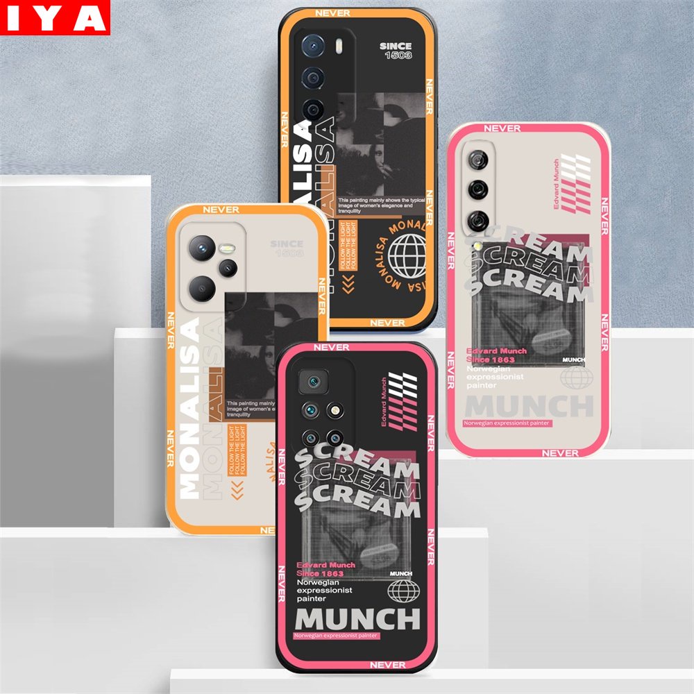 Redmi10 5G Redmi Note11 Pro 10C 10A 9C 9T 11S Note10 5G Note 10S Note 9s Poco M3 Pro X3 Pro NFC Fashion Putih Dan Hitam Lukisan Terkenal Text Desain Splicing Case Warna