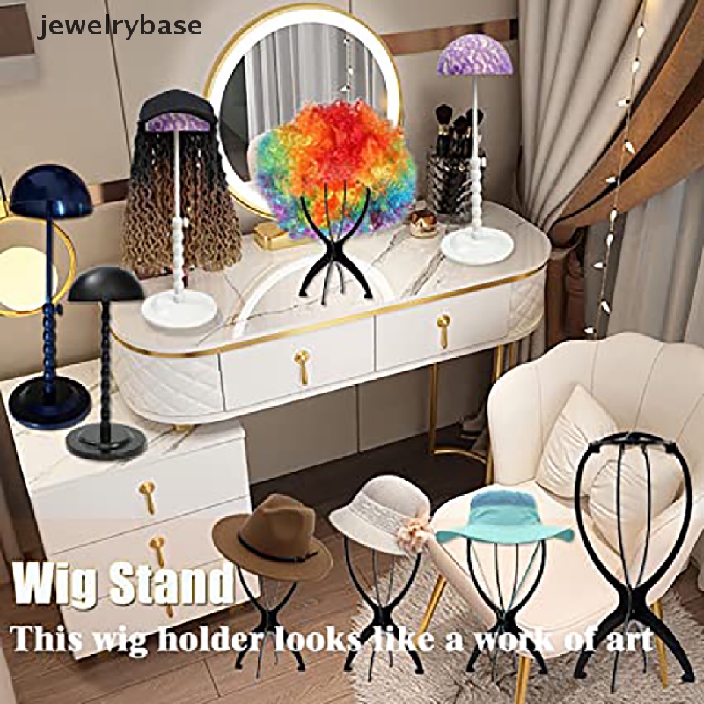 [jewelrybase] Wig Display Stand Lipat Portable Wig Stand Untuk Styling Pengeringan Membuat Wig Butik